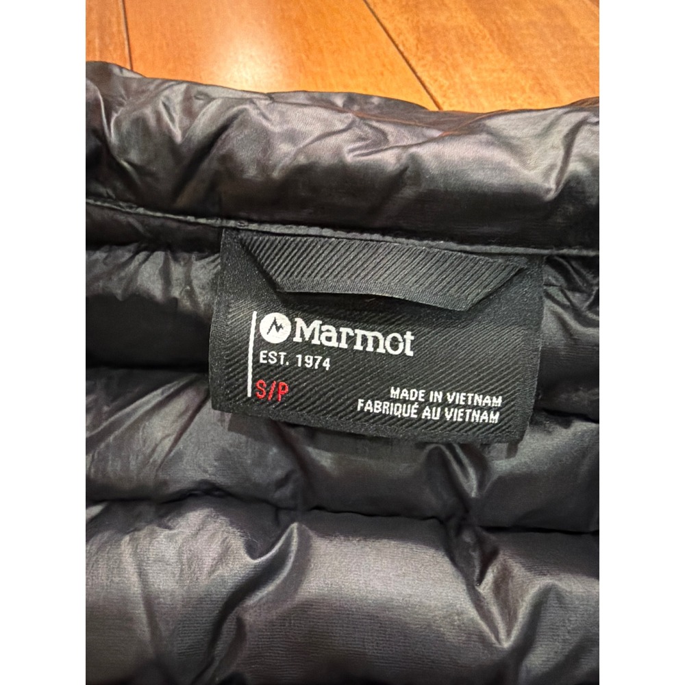 Marmot Womens Black Down Puffer Vest Embroidered CaaS Logo Size S P - Picture 7 of 10